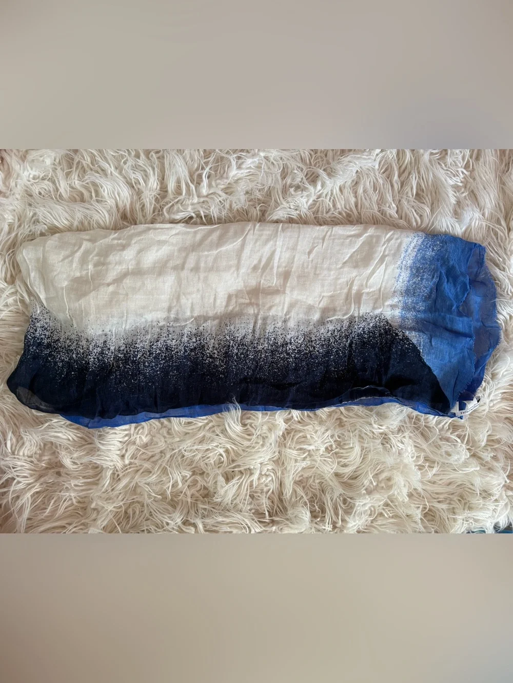 Adolfo Dominguez Linen Modal Blue Ombre Letter Scarf
